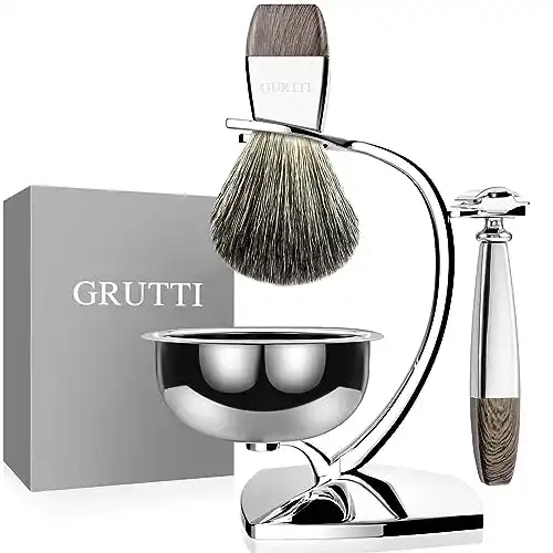 Rasierpinsel-Set GRUTTI Rasierset, Deluxe Chrome Rasierer