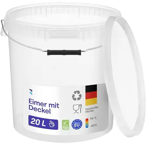 Eimer mit Deckel BenBow 20l transparent, lebensmittelecht, stabil