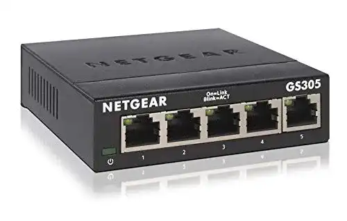 Switch Netgear GS305 LAN 5 Port Netzwerk, Plug-and-Play Gigabit