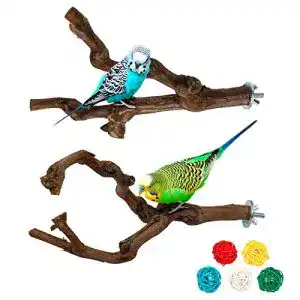 Wellensittich-Spielzeug suruikei 2 Stück Natur Sitzstangen Set