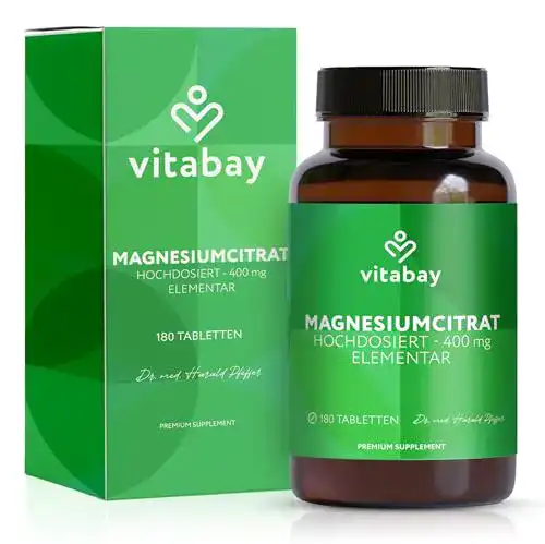 Magnesiumcitrat-Kapseln vitabay, 120 vegane Tabletten
