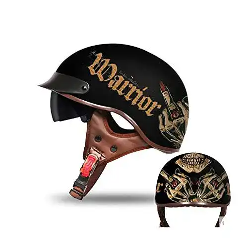 Halbschalenhelm GAOZH Motorradhelm,Mopedhelm Retro Jethelm
