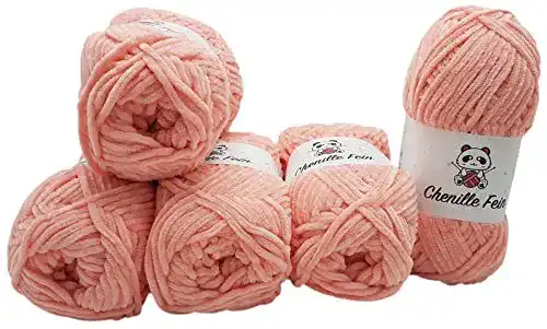 Chenille-Wolle Ilkadim 5 x 100 Gramm Chenille Fine Strickwolle