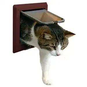 Katzenklappe TRIXIE 38643 4-Wege Freilauftür, mit Tunnel, braun