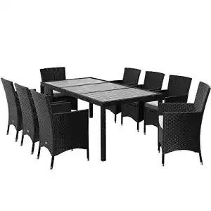 Gartentisch mit Stühlen Casaria Polyrattan Sitzgruppe 17-teilig