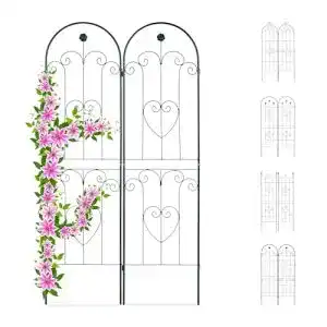 Rankgitter Relaxdays 2er Set, Metall, 180 x 50 cm, Rankhilfe Garten