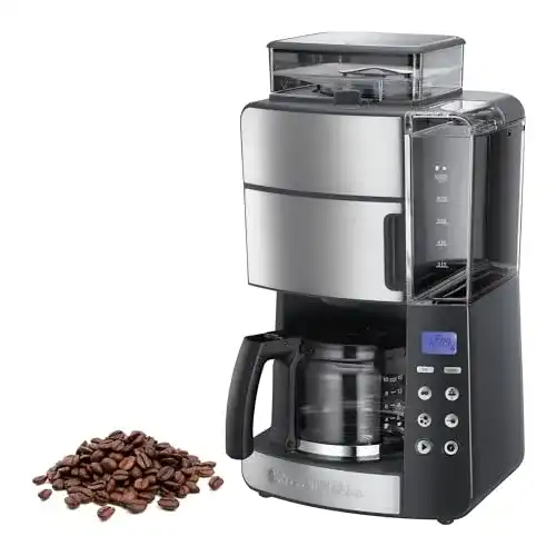 Kaffeemaschine mit Mahlwerk Russell Hobbs, Glaskanne 10 Tassen