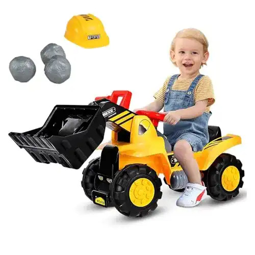 Sitzbagger COSTWAY mit eingebautem Ablagefach, Kinderbagger