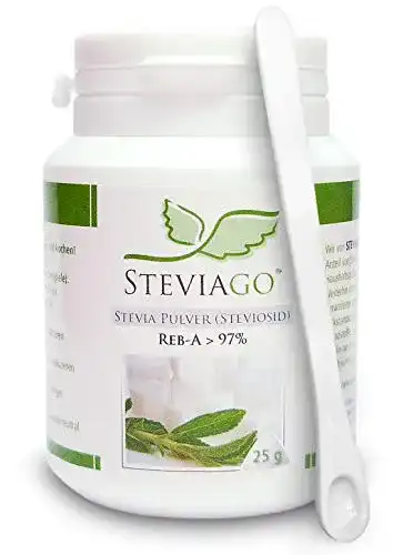 Stevia STEVIAGO Pulver (Steviosid) Extrakt, 25g, mit Dosierlöffel