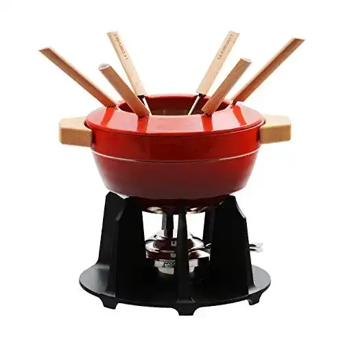 Käsefondue LE CREUSET Gusseisen Fondue-Set, Inkl. 2 Holzgriffen