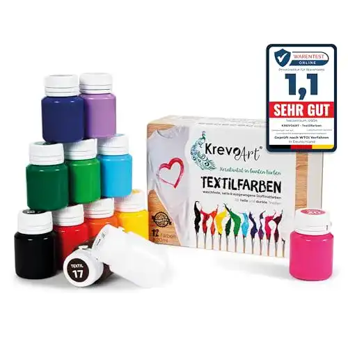 Stoffmalfarbe Krevo Art, Textilfarben WASCHFEST, Set 12 x 20ml