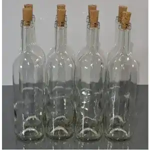 Weinflaschen leer Markenloos 750 ml, 8 STK. mit Korken, Weiß