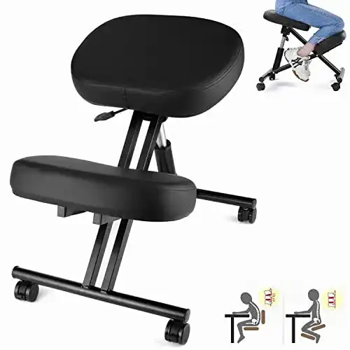 Kniestuhl COOCHEER Ergonomischer, Verstellbarer Stuhl PU Leder