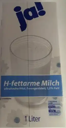 Milch AJ Ja! H- (fettarm 1,5%) 12×1 Liter