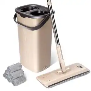 Bodenwischer Masthome Flach-Mopp Wischmopp Set mit Eimer