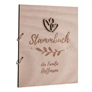 Stammbuch Hochzeitideal Familien Holzcover inkl. Lasergravur