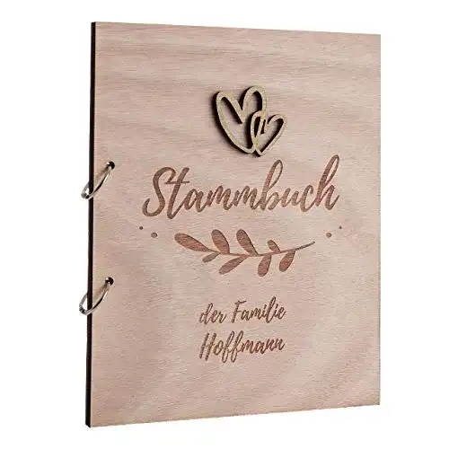 Stammbuch Hochzeitideal Familien Holzcover inkl. Lasergravur