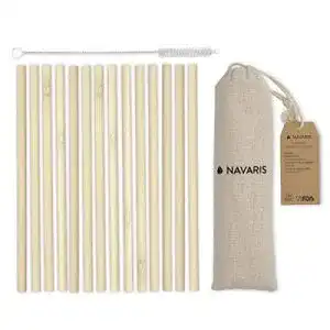 Bambus-Strohhalme Navaris 14x Bambus Strohhalme Set