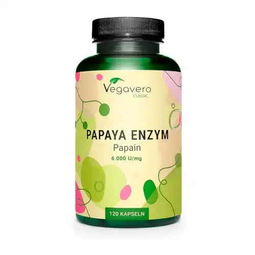 Papain Vegavero PAPAYA Enzym ® HOCHDOSIERT, 120 Kapseln