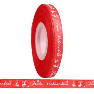 Schleifenband LOOGI 22m 10mm Satinband, Weihnachten Rot