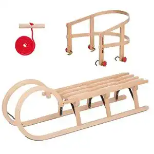 Holzschlitten mit Lehne KS-Direkt Holzschlitten 110cm Schneeschlitten
