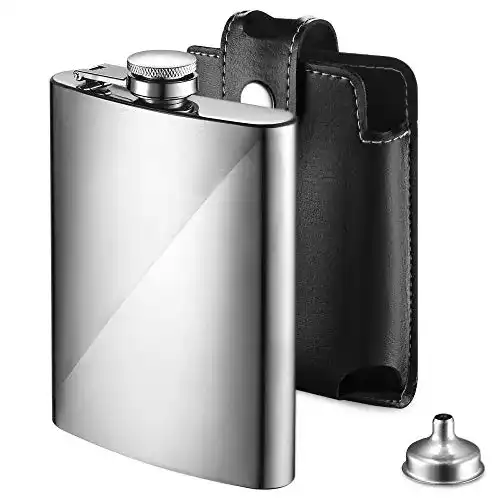 Flachmann ecooe Edelstahl 227ml/8oz mit Trichter Kunstledertasche