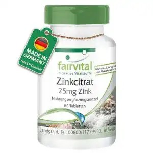 Zinktabletten fairvital Zink Tabletten, 25mg Zink pro Tablette