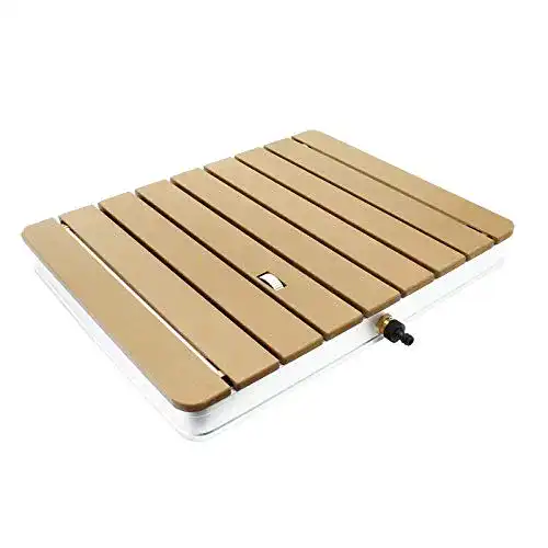 Bodendusche Wiltec Pool Gartendusche in Teak-Optik mit 22 Düsen