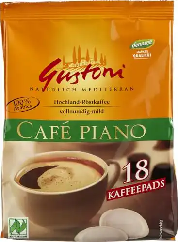 Dennree-Kaffee Gustoni Bio Café piano Kaffee-Pads 6 x 126 gr