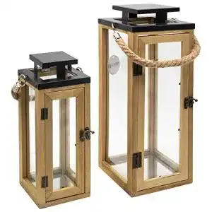Holzlaterne Dekovita 2er-Set Gartenlaterne 30cm/42cm