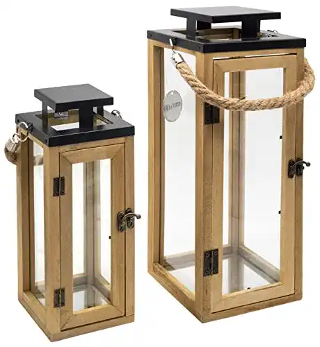 Holzlaterne Dekovita 2er-Set Gartenlaterne 30cm/42cm