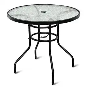 Gartentisch (Metall) COSTWAY Bistrotisch mit Schirmloch