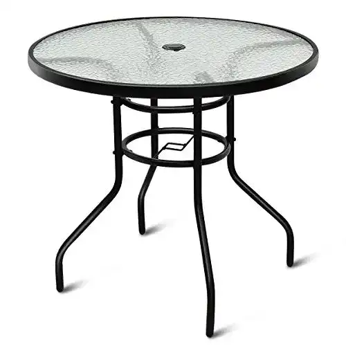 Gartentisch (Metall) COSTWAY Bistrotisch mit Schirmloch