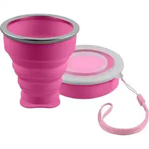 Faltbecher shibby Faltbarer Silikon-Becher in pink, praktisch 210ml