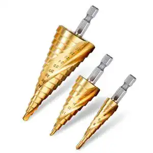 Stufenbohrer Rovtop 3PCS Spiralnut Set aus HSS Edelstahl Bithalter