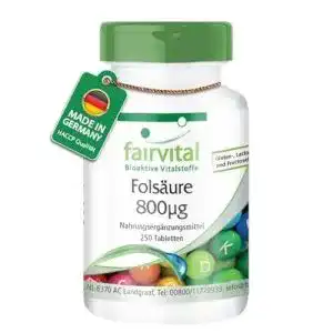Folsäure fairvital 800µg, hochdosiertes Vitamin B9, 250 Tabletten