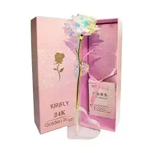 Goldrose KIRIFLY Gold Rose Geschenk für Frauen Blumen Künstlich
