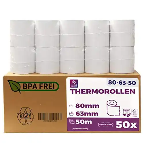 Kassenrolle LYNNE PAYMENT SOLUTIONS Thermorollen 80mm x 50m x 12mm