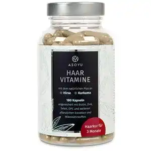 Haar-Vitamine Asoyu – 180 vegane Kapseln, Haarkur für 3 Monate