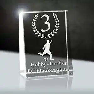 Glaspokal 3Dglas SMALL Glas Trophäe, Gravur nach Vorstellung