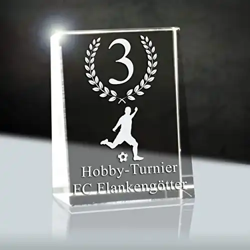Glaspokal 3Dglas SMALL Glas Trophäe, Gravur nach Vorstellung