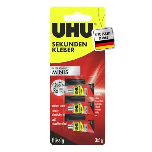 UHU-Kleber UHU Sekundenkleber blitzschnell Minis flüssig, 3x