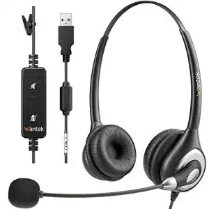 USB-Headset Wantek USB Headset Stereo mit Noise Cancelling
