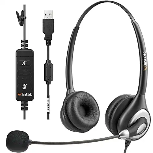 USB-Headset Wantek USB Headset Stereo mit Noise Cancelling