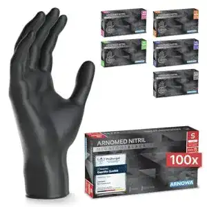 Gummihandschuhe ARNOMED Einweg, Schwarz, 100 Stück