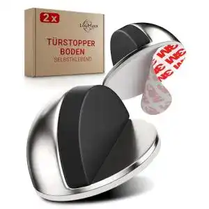 Türstopper LouMaxx Boden selbstklebend, 2er Set, Edelstahl-Optik