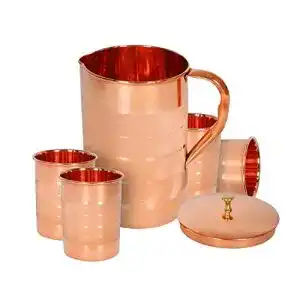 Kupferkanne Zap Impex Luxuriöser Krug mit 4 Gläsern