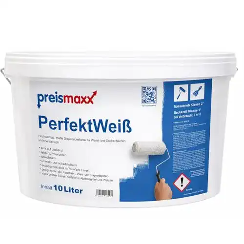Abwaschbare Wandfarbe Preismaxx Wandfarbe weiß 10 Liter