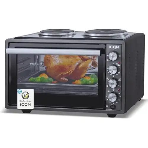 Minibackofen mit Kochplatten ICQN 42 Liter, 3800 W, Umluft