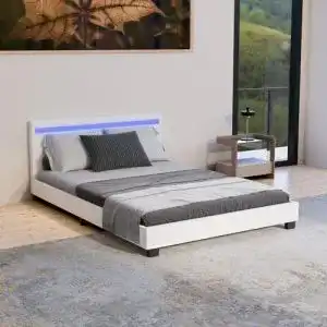 Futonbett 180 x 200 Juskys Polsterbett Paris, mit LED Beleuchtung